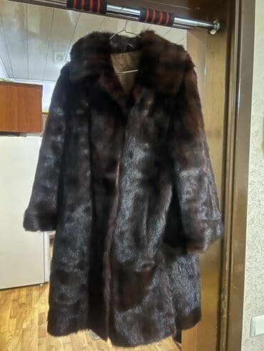 hicab geyimler: Tünd qəhvəyi rəngdə uzun xəz palto - Material: təbii xəz (vizual — 4