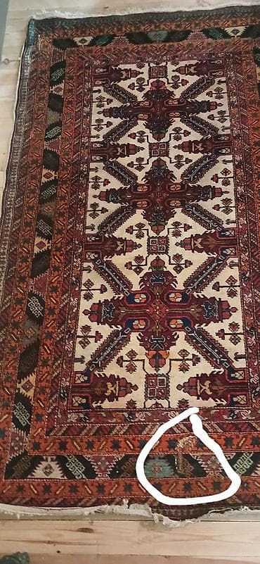 xalca quba: Qədimi üslublu AG GUL QUBA əl toxuması xalça - Naxış: mərkəzdə — 1