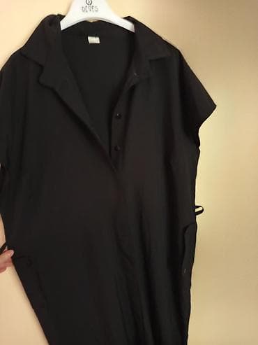 Личные вещи: 46 ve 48 razmeri Qara rəngdə qadın paltarı - Model: köynək-kəsimli — 5