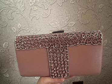 qadın paltarlari: Zərif axşam/clutch çantası - Rəng: pudra-çəhrayı 35 azn alınıb, 2 — 1