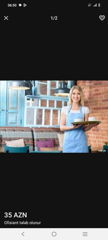 iş elanları afsiyant: Ofisiant tələb olunur, Restoran, İstənilən yaş — 1