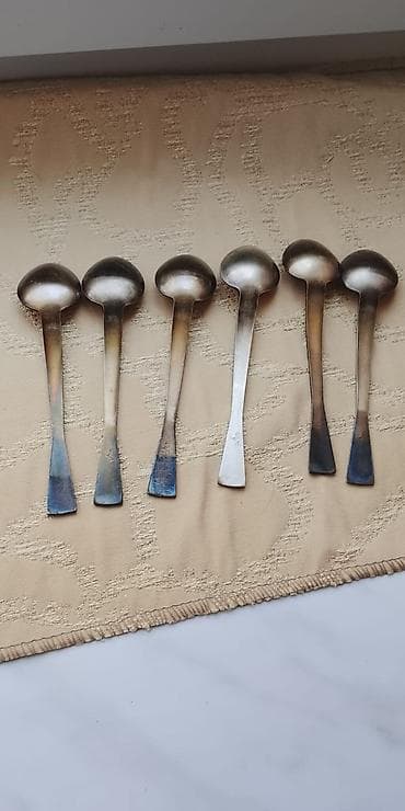 Qaşıqlar: Melxior,kofe qaşıqları,baş hissesi qızıl suya salınmış,ölcüsü — 2