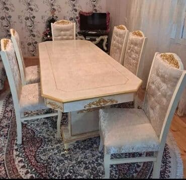 стулья тонет: Для гостиной, Новый, Нераскладной, Прямоугольный стол, 6 стульев — 11