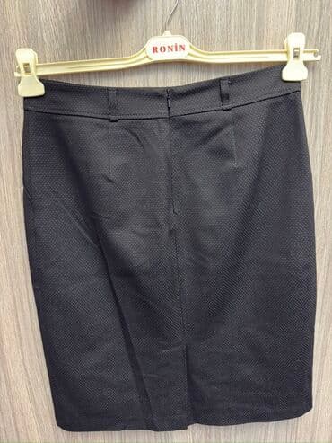 юбки карандаш с завышенной талией: Qara klassik qələm ətək - Rəng: tünd qara, xırda nöqtə-naxışlı parça — 2