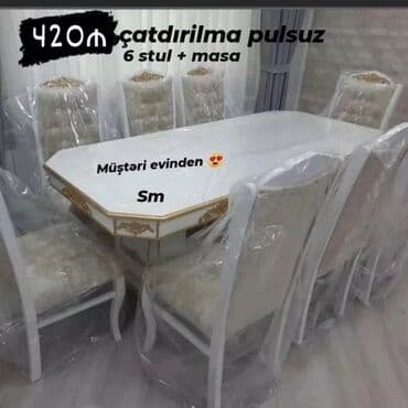 işlənmiş stol stul dəsti sumqayit: Qonaq otağı üçün, Yeni, Açılmayan, Dördbucaq masa, 6 stul — 14