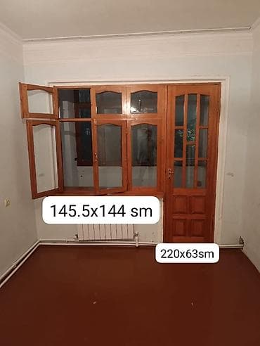 qapi ustu: Taxta pəncərə və qapı dəsti - Material: təbii ağac karkas, şüşəli — 1