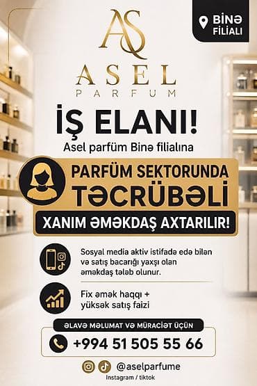 onlayn satış işləri: Satış məsləhətçisi tələb olunur, Yalnız qadınlar üçün, Aylıq ödəniş — 1
