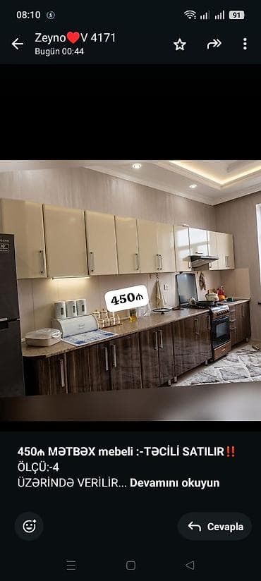 gence metbex mebeli: *450₼ MƏTBƏX mebeli :-TƏCİLİ SATILIR*‼️ ÖLÇÜ:-4 ÜZƏRİNDƏ VERİLİR:- — 1