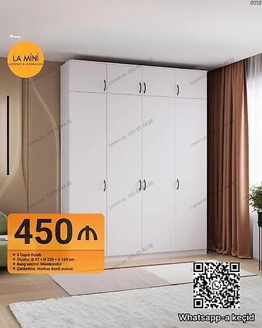 Düz dolab, Paltar üçün, Açılan, Korpuslu, 4 qapılı