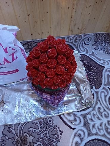 xalça satisi: Məzar üçün süni daş gül dəsti (Dibiçək içində) ✔️Baş daşının yanına — 5