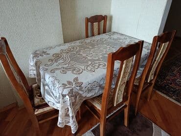 Masalar: Qonaq otağı üçün, Açılmayan, Dördbucaq masa, 4 stul — 3