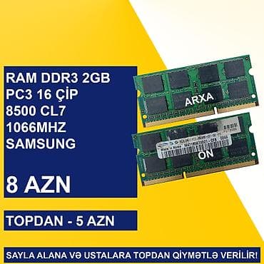 nexus notebook: Operativ Yaddaş "DDR3 2GB 1066/1333Mhz Sodimm" SAYLA ALANA VƏ USTALARA — 1