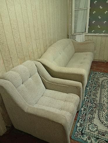 Salon dəsti – 3 yerlik divan və 2 ədəd kreslo - Rəng: açıq bej -