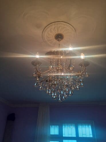 алчипан потолок: Çılçıraq, 8 lampa, Xrustal — 1