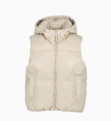 deri plaş: Qadınlar üçün kapüşonlu şişmə jilet - Rəng: açıq bej/kremlə - — 3