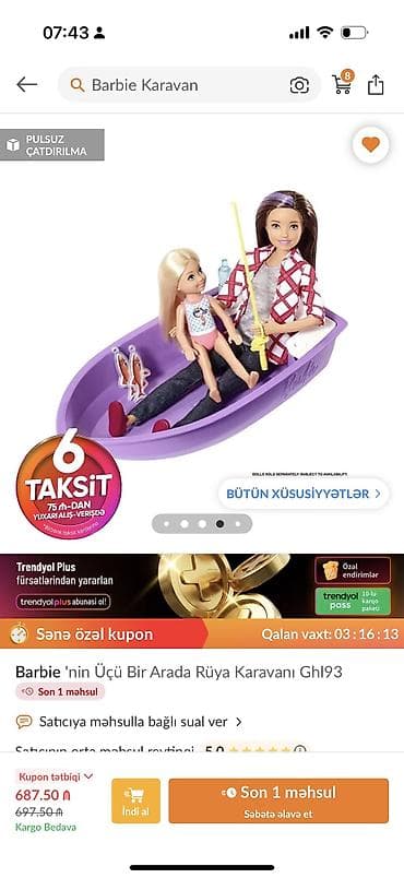 oyun sekilleri: Orgınal barbıe karavan,540manata alınıb,tezedır — 4