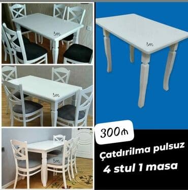 Masa və oturacaq dəstləri: Mətbəx üçün, Yeni, Açılmayan, Dördbucaq masa, 4 stul — 2