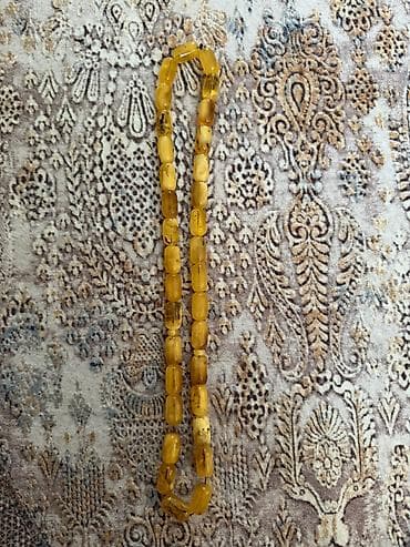 Təbii kəhrəba təsbeh/kolye muncuqları - Material: təbii kəhrəba — 2