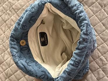 cross: CHANEL denim çiyin çantası - Material: Açıq mavi denim (cəmi səthdə — 2