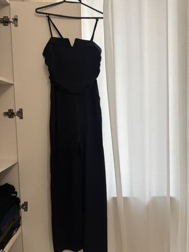 Qadın kombinezonu – qara rəng - Model: uzun, geniş ətək kəsimli