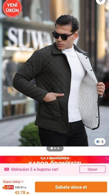 Pencəklər: SERSERİ kişi qış gödəkçəsi - Model: yastı tikişli (romb naxışlı) — 4