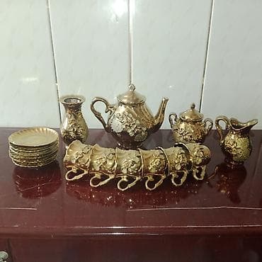 sud separatoru: Çay dəsti, rəng - Qızılı, Keramika — 1
