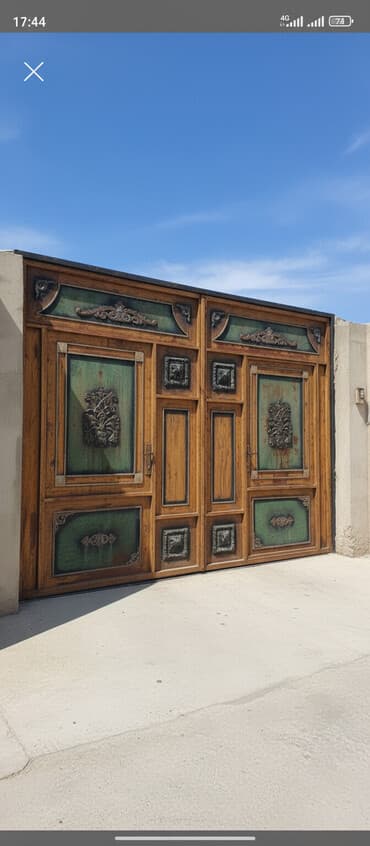 защитный экран для камина: Дерево Дворовые ворота, С дверью, цвет - Зеленый, Нет кредита — 1