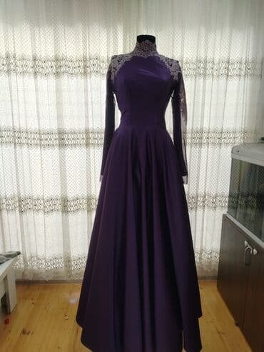 Нижнее белье: Bənövşəyi rəngdə zərif ziyafət/libas - Model: uzun ətəkli, tam qollu — 1