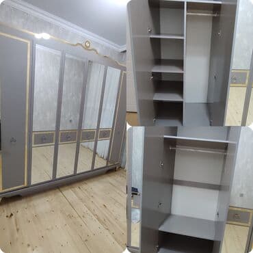 ayna qapi: Açılan, 6 qapı Düz dolab, Qarderob, paltar dolabı — 2