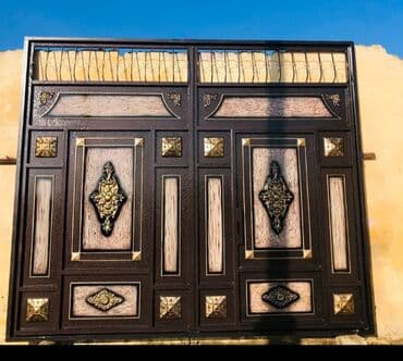 жер тошок: Железо Дворовые ворота, Распашные, 3 м, Механические, С дверью, цвет - Голубой, Нет кредита, Платная установка, Платная доставка — 21