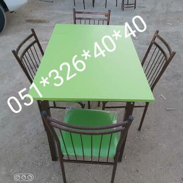 Masa və oturacaq dəstləri: Qonaq otağı üçün, Yeni, Açılan, Dördbucaq masa, 4 stul — 11