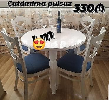 stol stul metbex ucun: Mətbəx üçün, Yeni, Yumru masa, 4 stul — 1