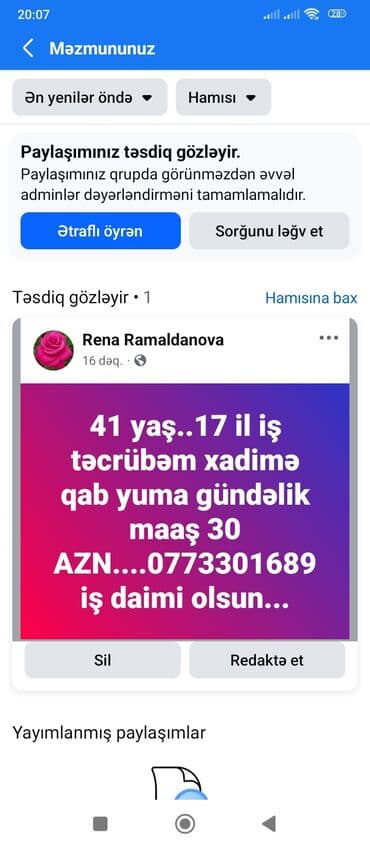 qusarda muhafize isi: Xadimə, Restoran, 41 yaş, 5 ildən artıq təcrübə — 1