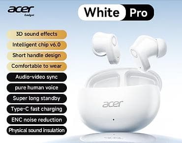 bultuzlu qulaqciqlar: Simsiz (Bluetooth) Qulaqcıqlar, Acer, rəng - Ağ — 2