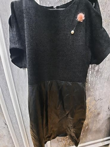 Qadın geyimi – qara rəngli iki materialın kombinasiyalı don - Üst — 2