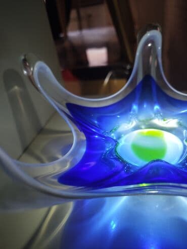 ваза богемия: Qedimi mehsun Bohemia rengli şüşə əl işi meyvə qabı Meduza İstehsal — 5