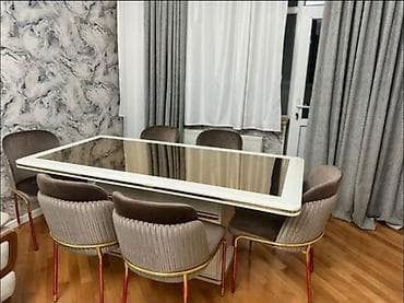 Qonaq otağı üçün, İşlənmiş, Kvadrat masa, 6 stul