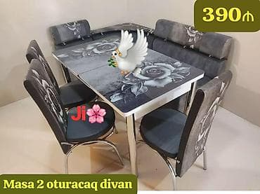 Mətbəx üçün, Yeni, Açılmayan, Dördbucaq masa, 4 stul