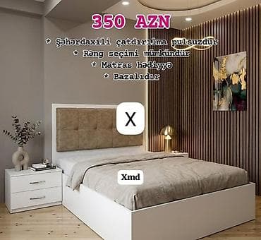 tumbocka: 350 AZN Mebel dəsti – bazalı çarpayı və tumbanın daxil olduğu müasir — 1