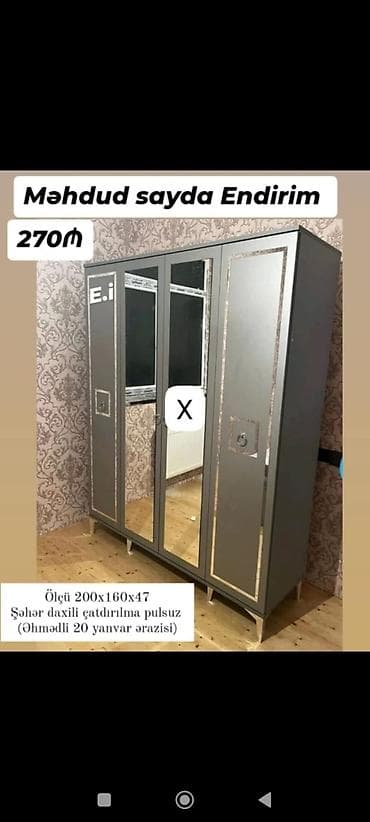 qapi dekoru: Üç qapılı geyim dolabı - Qiymət: 270₼ (Məhdud sayda endirim) - Ölçü — 1