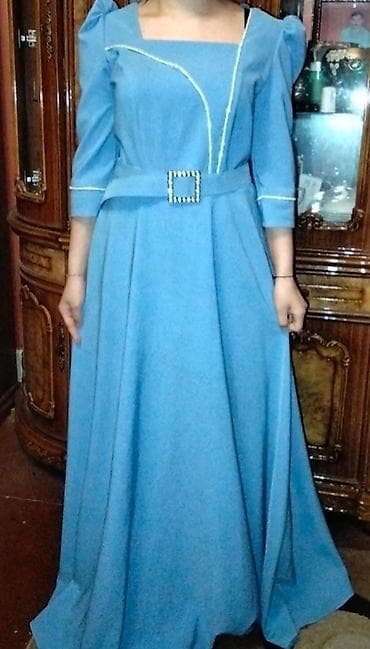 prada eynək qiyməti: Mavi rəngli uzun ziyafət donu - Klassik A-kəsim uzun ətəkli model - — 1