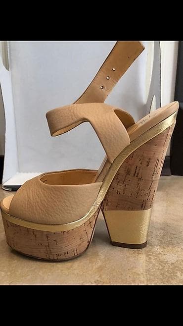 t winner: Giuseppe zanotti original Bej rəngli qadın platforma sandal - Üst — 3