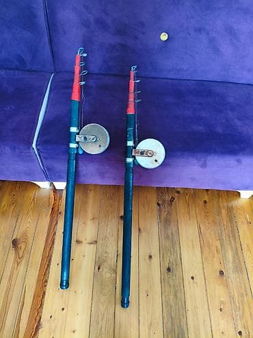 для рыбалки: Iki ədəd teleskopik balıqçı qamışı və fırlanan metal çarx dəsti — 2