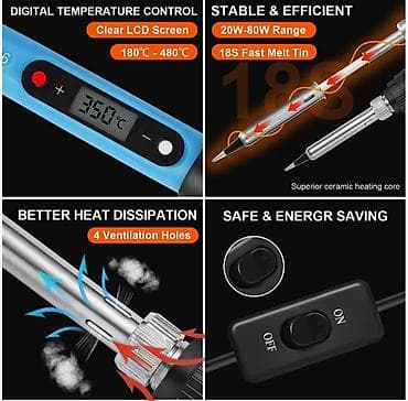 defter qelem: Rəqəmsal temperatur göstəricili lehimləmə dəsti Məhsulun tərkibi: - — 2