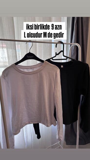 Другая женская одежда: - Məhsul: 2 ədəd uzunqollu köynək (bir ağ, bir qara), klassik dairəvi — 1