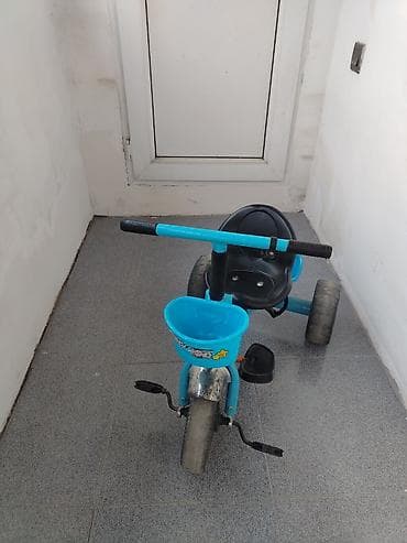 robot oyuncaqlar: Uşaq üçtəkərli velosipedi - Rəng: mavi - Ön səbət və arxa yük qutusu — 6