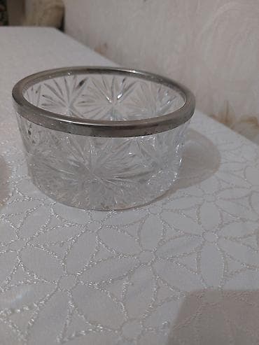 qaymaq ciceyi: Kəsimli şüşə/kristal qab - Material: qalın, kəsimli şüşə (kristal — 2