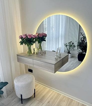 qarderob otağı: Mebel dəsti – quraşdırılmış dolab və LED güzgülü konsol - Dizayn — 4