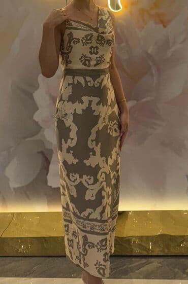 qızlar üçün donlar: Zərif naxışlı midi don - Rəng: zeytun-yaşıl və krem tonlarında — 2