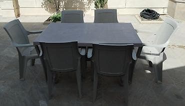 plastik taburetka: İşlənmiş, Dördbucaq masa, 6 stul, Açılmayan, Stullar ilə, Plastik — 3